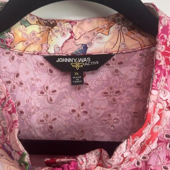 Johnny‎ Was Pink Floral Bomber Jacket Bee Active Eyelet - Picture 4 of 6